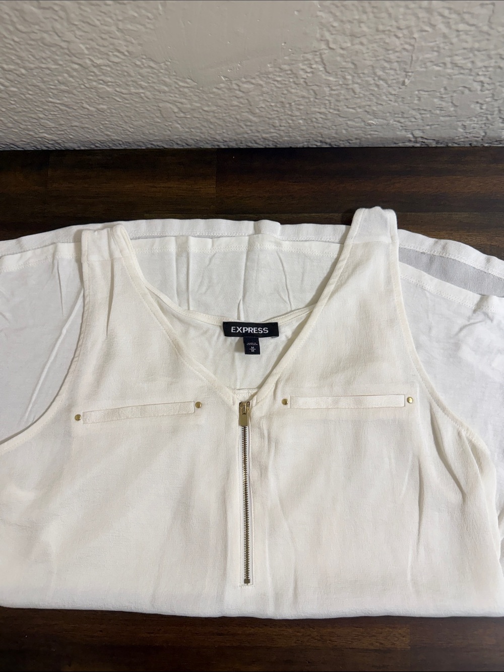 Express Cream Zip-Front Sleeveless Tank